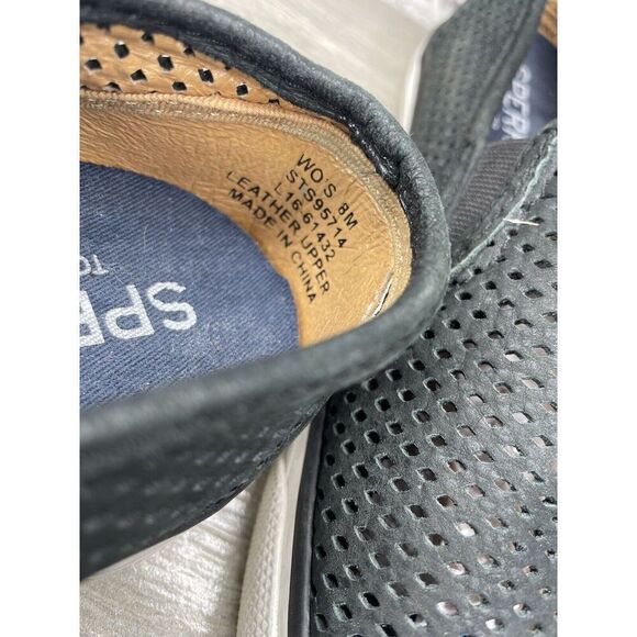 Sperry Seaside Perforated Black Suede Leather Slip On Shoes Sneakers 8M US/39EU - Picture 10 of 16